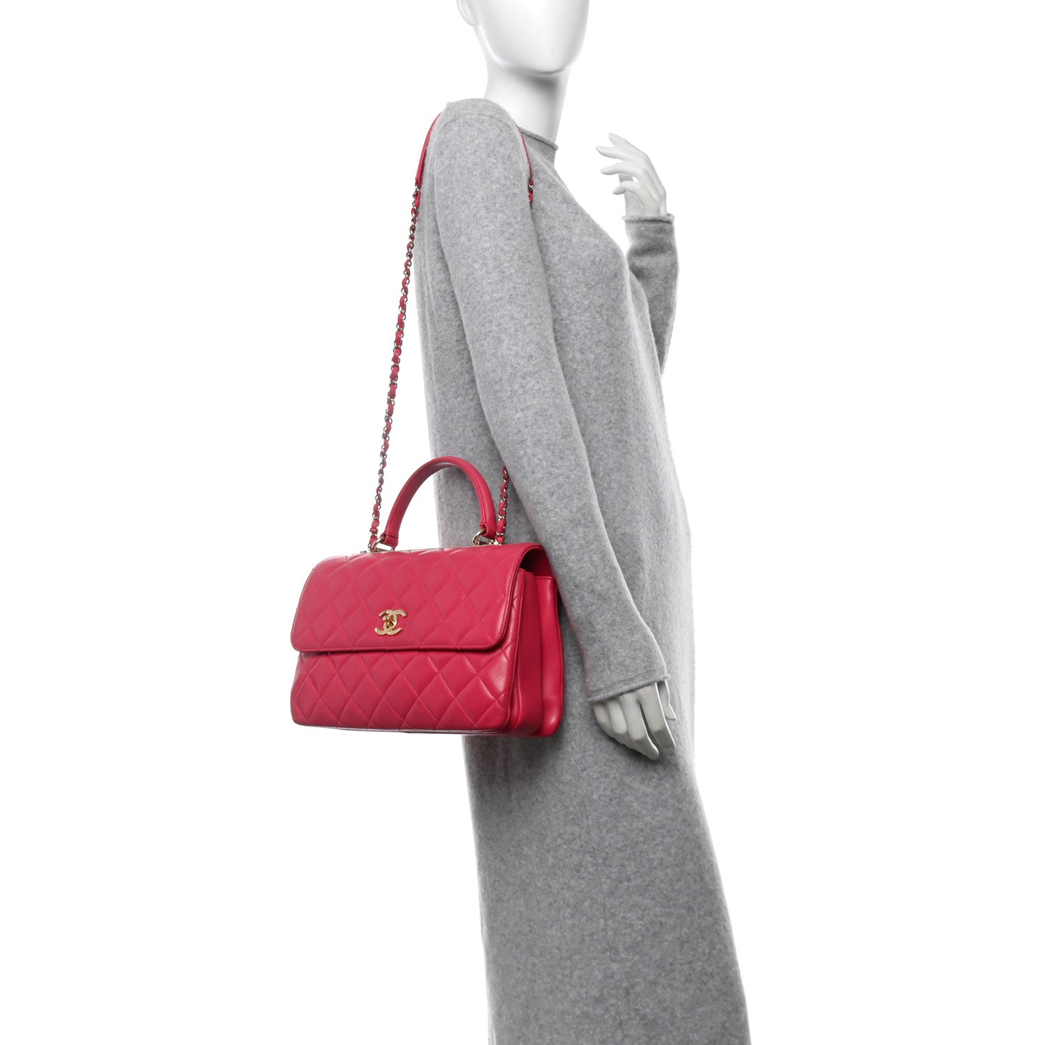 Chanel Lambskin Quilted Medium Trendy CC Flap Dual Handle Bag Dark Pink 3 of 15