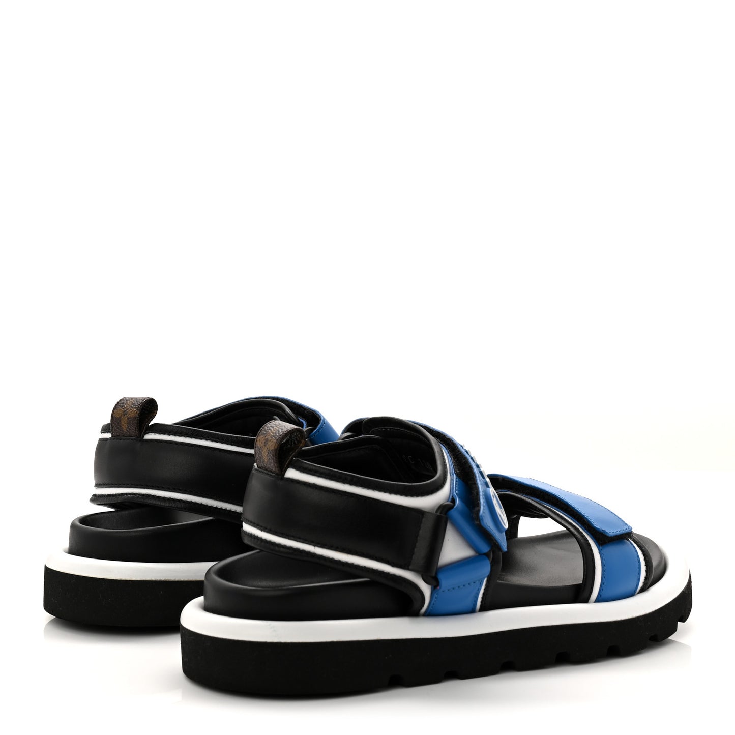 Calfskin Monogram Pool Pillow Flat Comfort Sandals 38 Blue