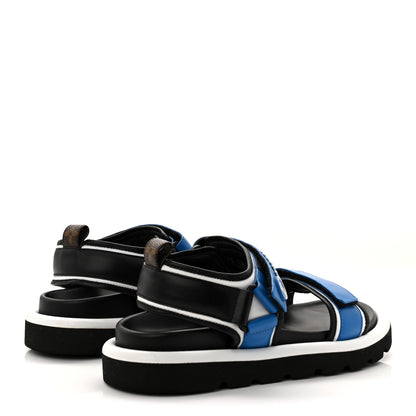 Louis Vuitton Calfskin Monogram Pool Pillow Flat Comfort Sandals 38 Blue 5 of 11