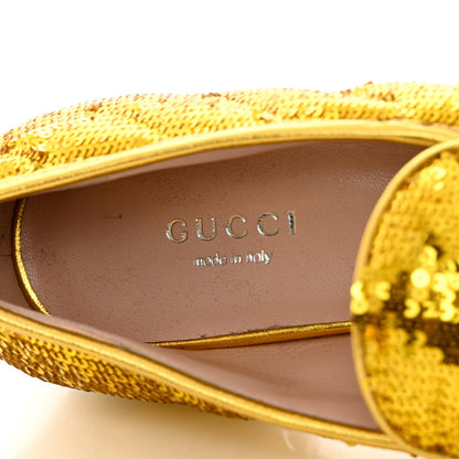Gucci Sequin Satin Matelasse GG Marmont Moccasin Loafers 35.5 Gold Yellow Giallo Oro Vecchio 7 of 13