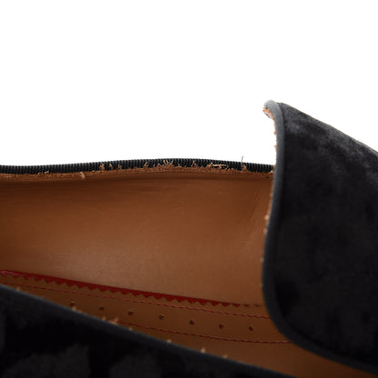 Christian Louboutin Patent Velvet Mens Spooky Spike Flat Loafers 45 Black 5 of 10