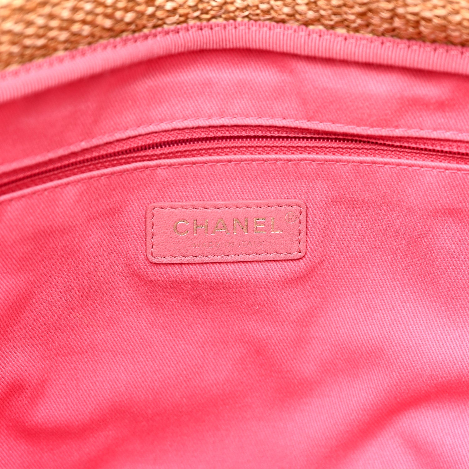Chanel Mixed Fibers Large Shopping Bag Pink Beige 6 of 14