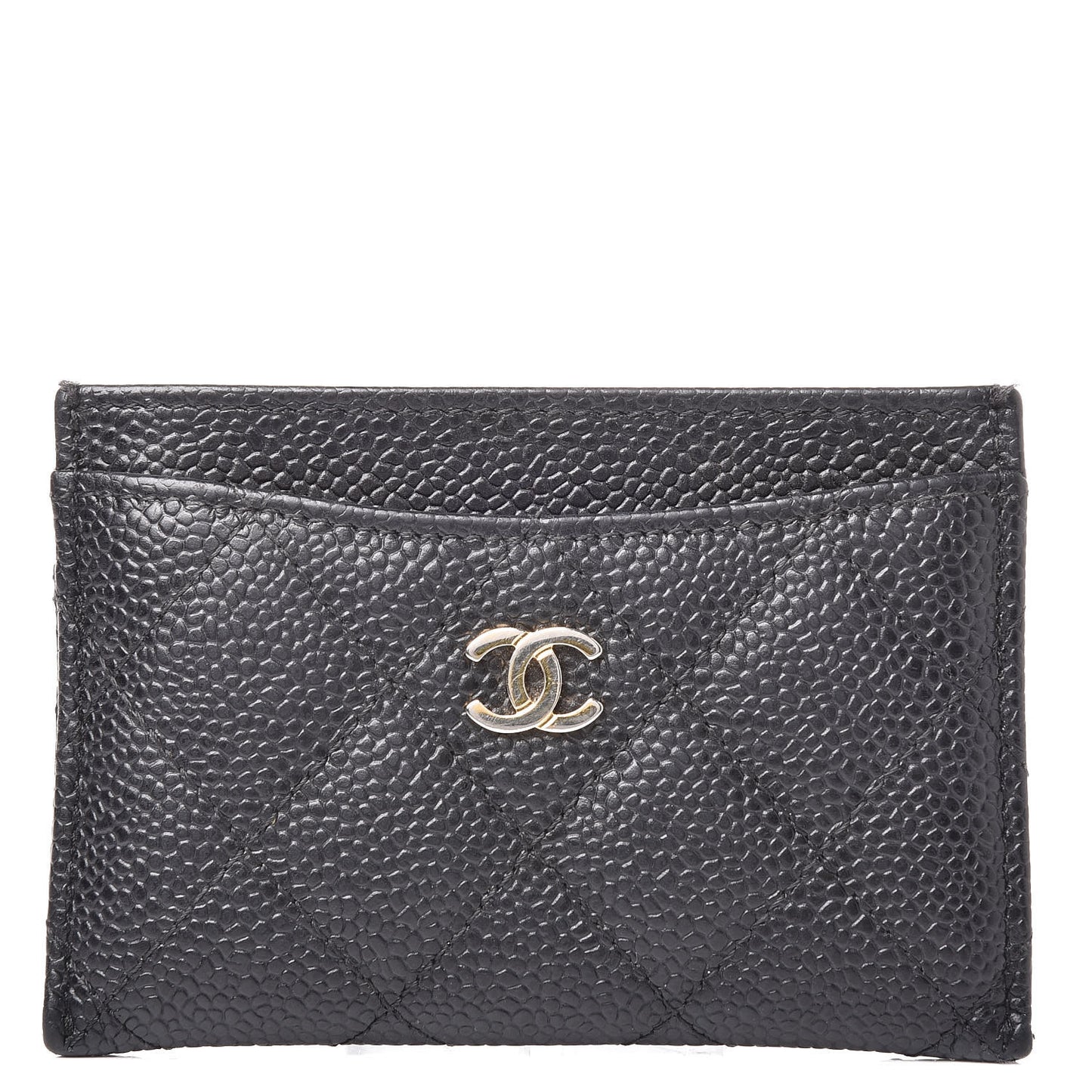 Caviar Quilted Card Holder Black