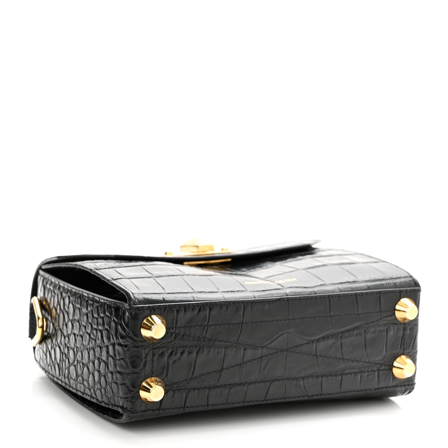 Alexander McQueen Calfskin Crocodile Embossed Box Shoulder Bag 21 Black 4 of 9