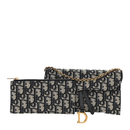 Christian Dior Oblique Saddle Chain Long Wallet Blue 4 of 12