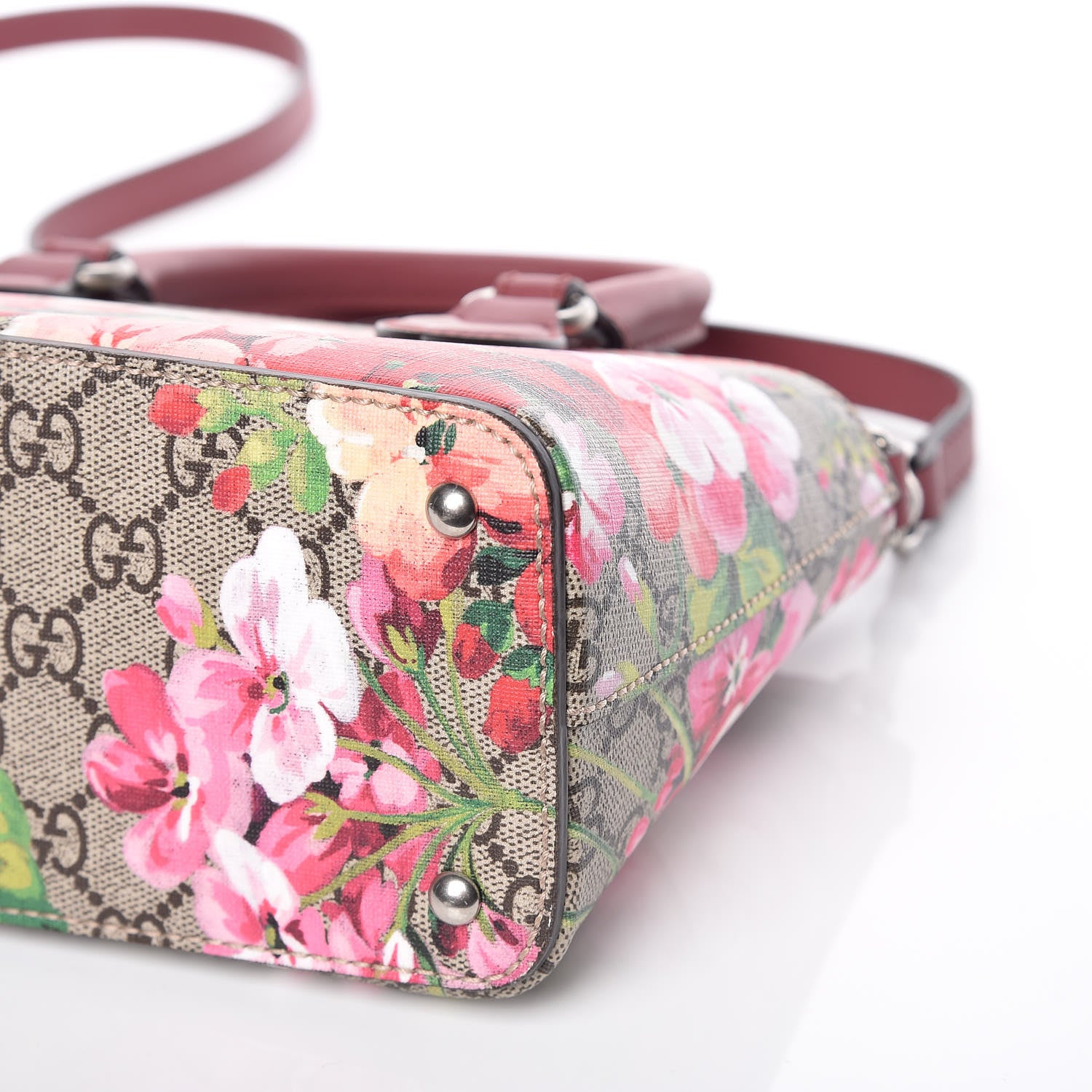 Gucci GG Supreme Monogram Blooms Mini Zip Top Tote Beige Multicolor Dry Rose 8 of 9