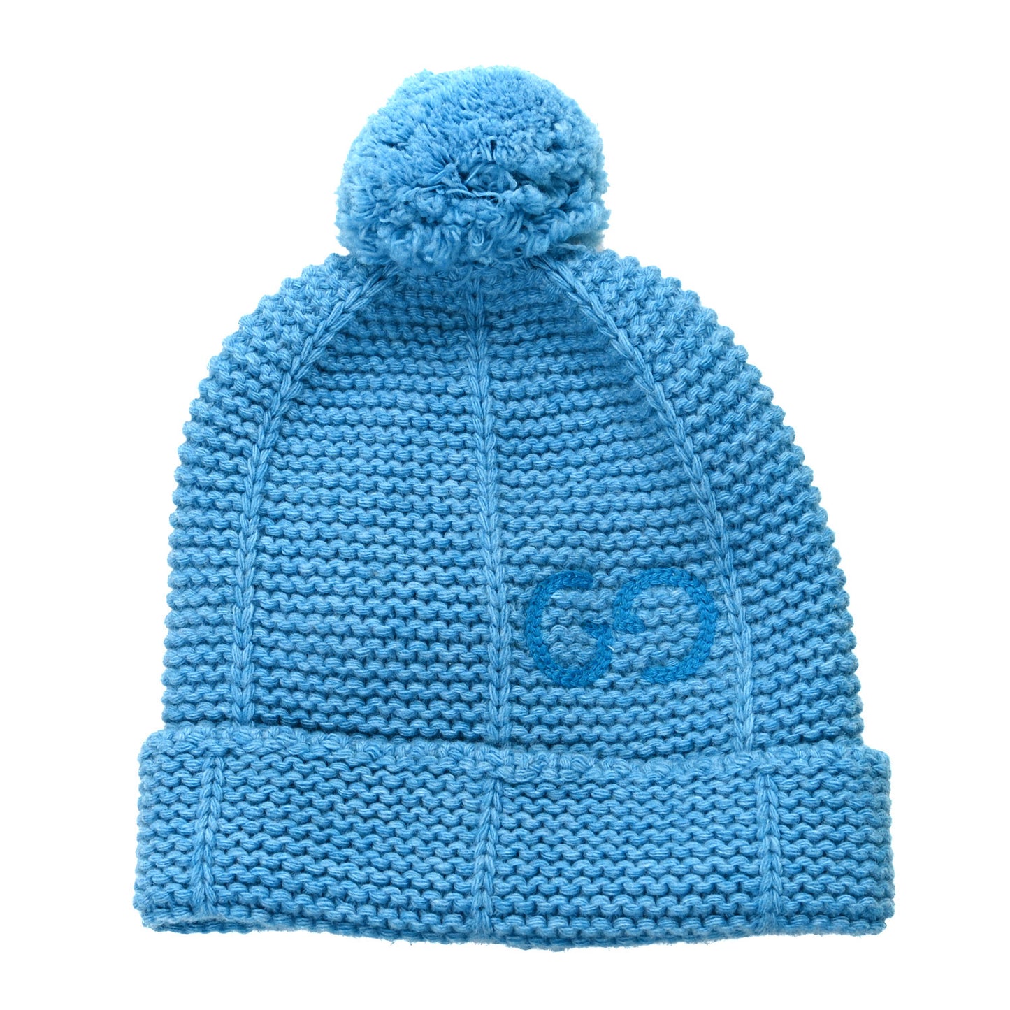 Wool Knit GG Monogram Beanie Hat M Blue