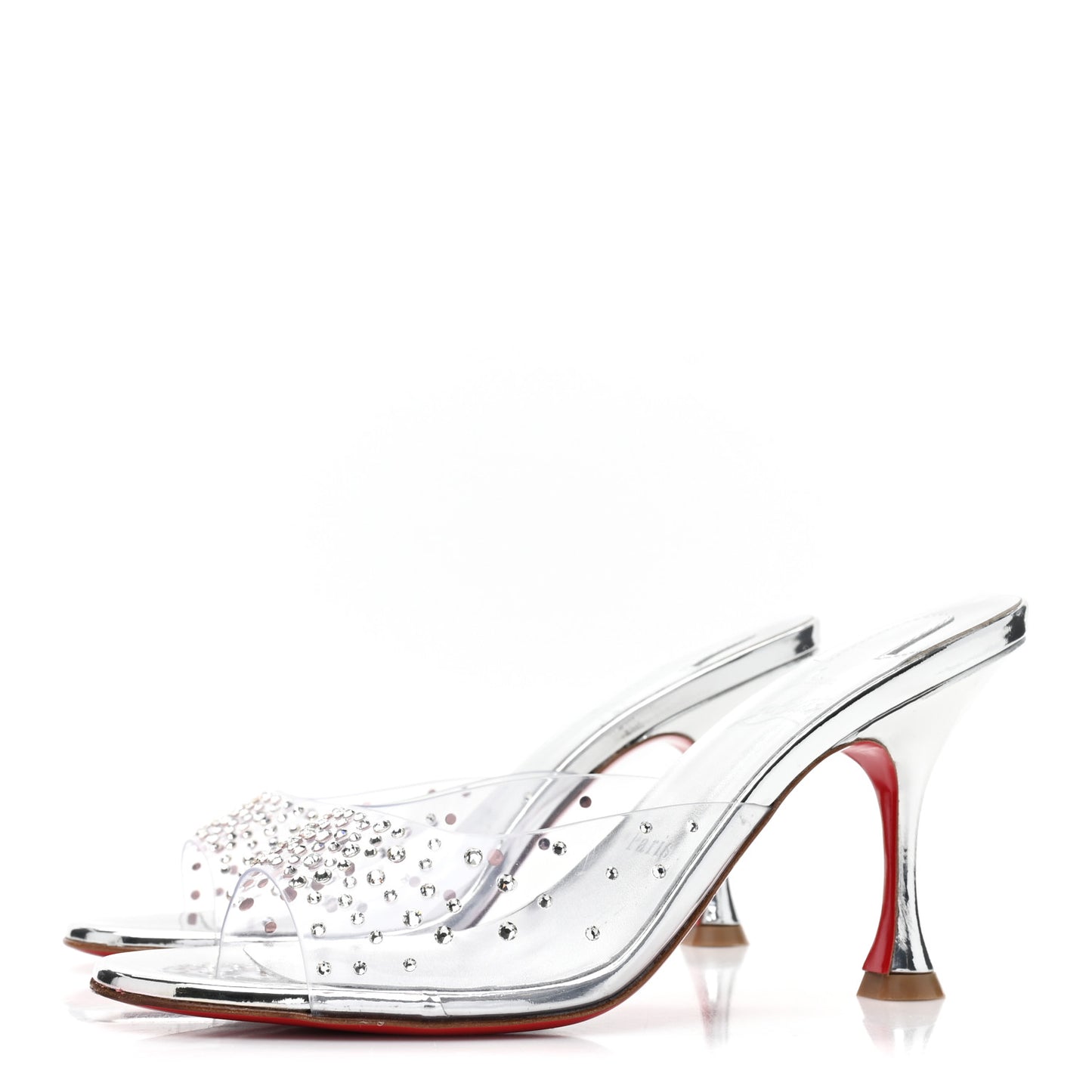 PVC Crystal Degramule Strass 85 Mules 37.5 Silver