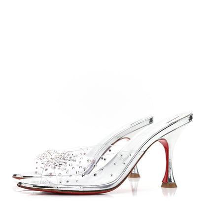 Christian Louboutin PVC Crystal Degramule Strass 85 Mules 37.5 Silver 4 of 10