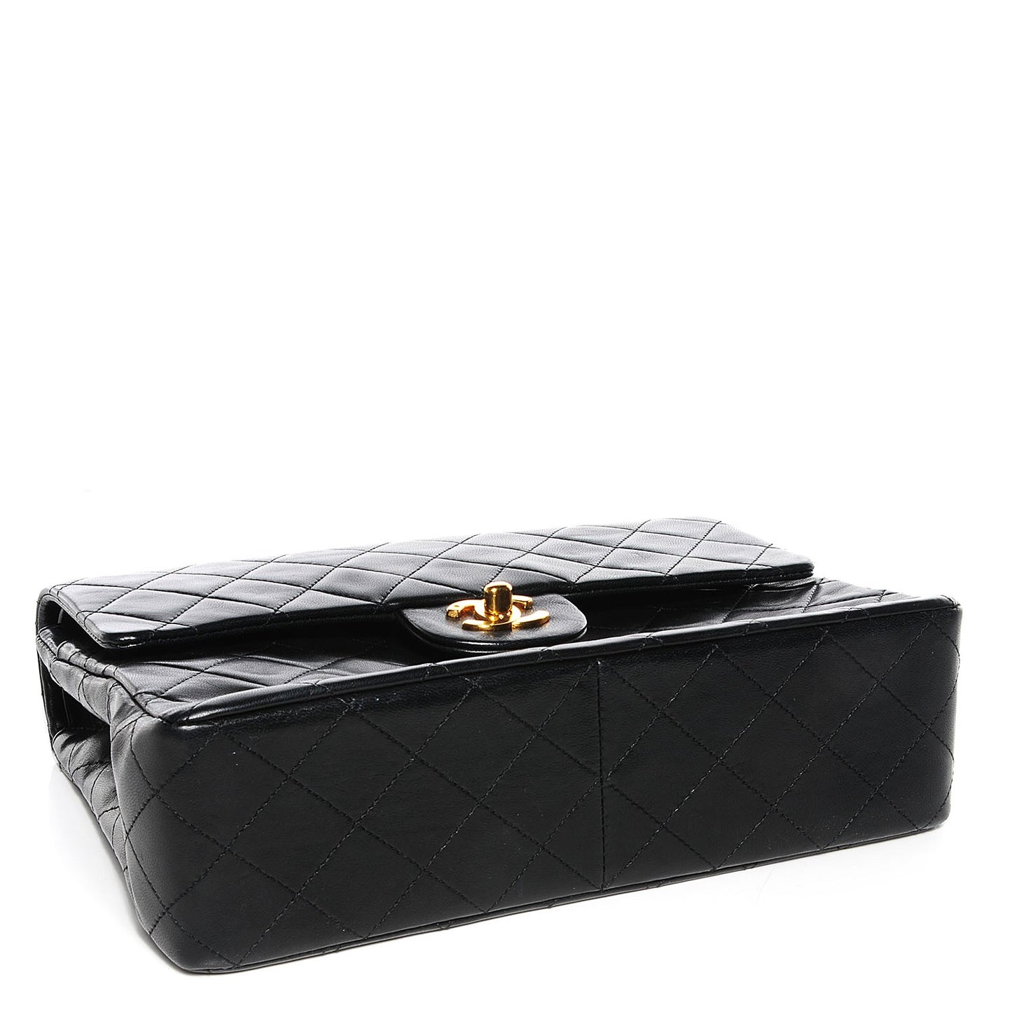 Lambskin Medium Double Flap Black