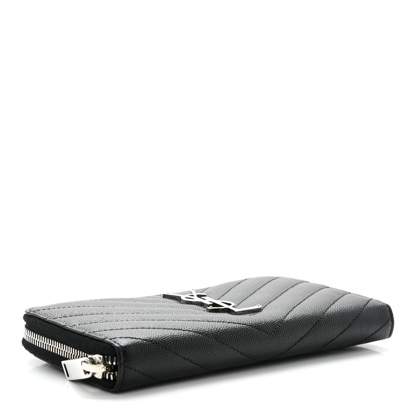 Grain De Poudre Matelasse Chevron Monogram Zip Around Wallet Black
