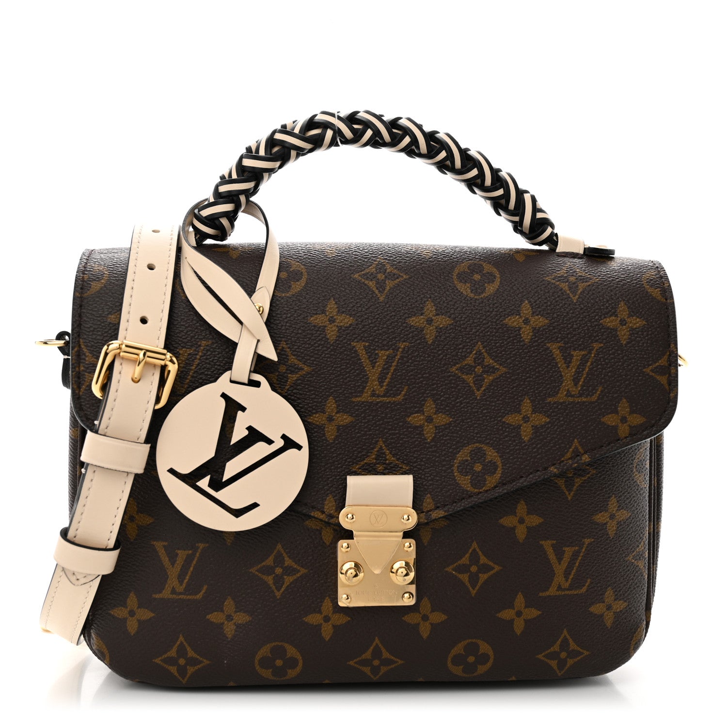 Louis Vuitton Monogram Braided Pochette Metis Creme Beige 1 of 10