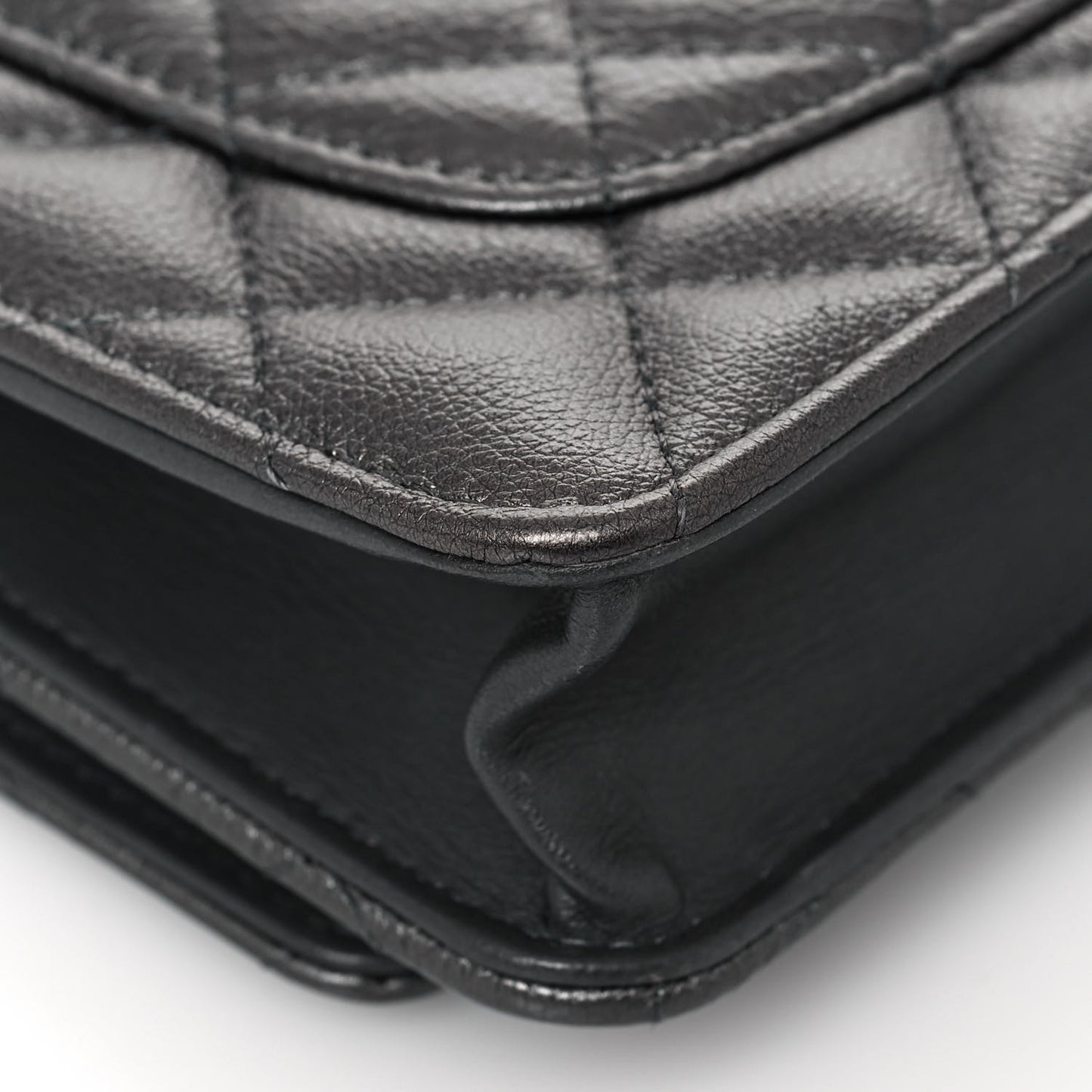 Metallic Calfskin Quilted Reissue Wallet On Chain WOC Charcoal