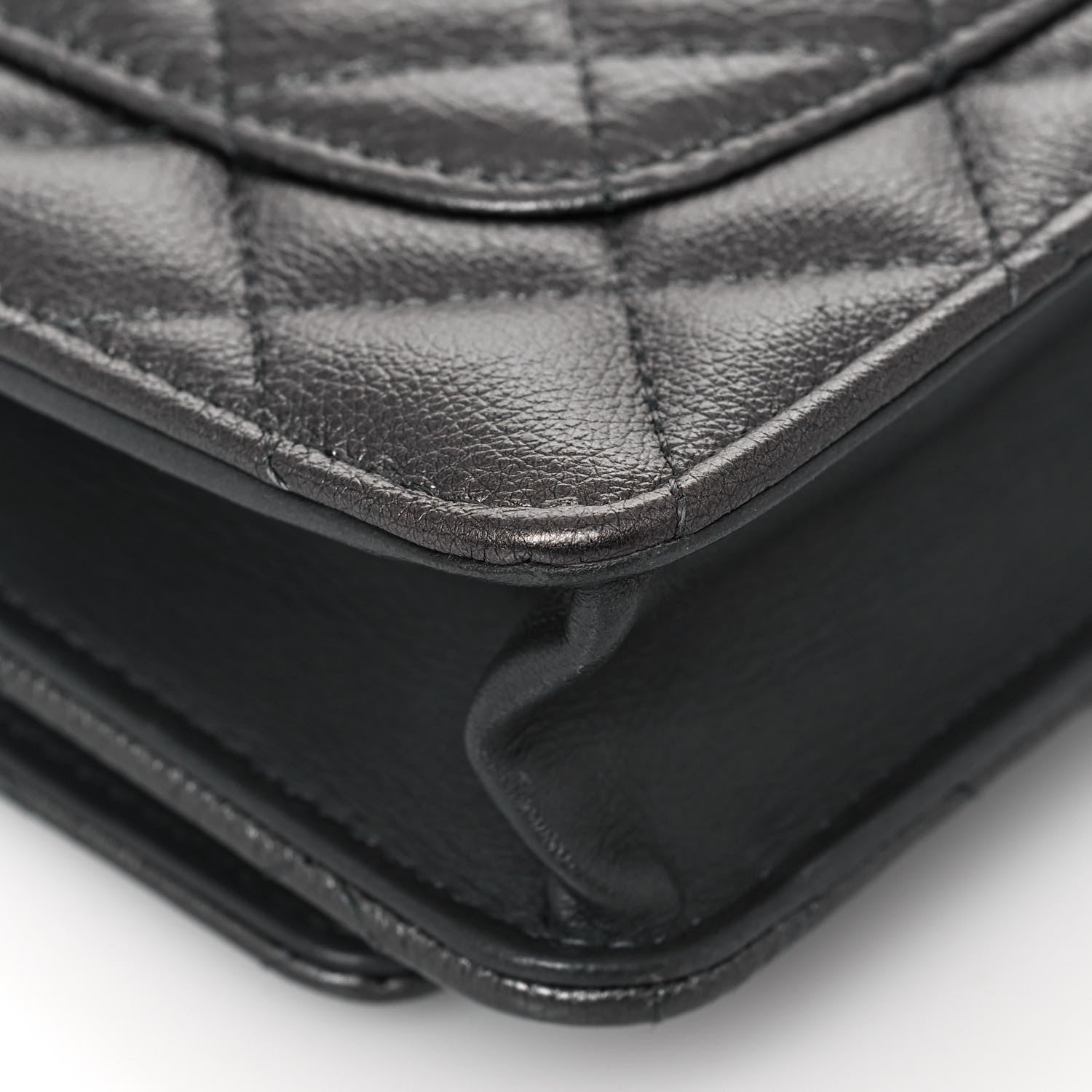 Chanel Metallic Calfskin Quilted Reissue Wallet On Chain WOC Charcoal 11 of 14
