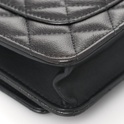 Chanel Metallic Calfskin Quilted Reissue Wallet On Chain WOC Charcoal 11 of 14