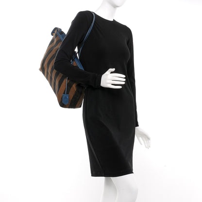 Fendi Pequin Vitello Medium Roll Tote Tobacco Petrolio 2 of 9