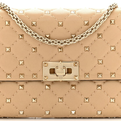 Valentino Garavani Nappa Rockstud Spike Wallet On Chain Camel Rose 7 of 10