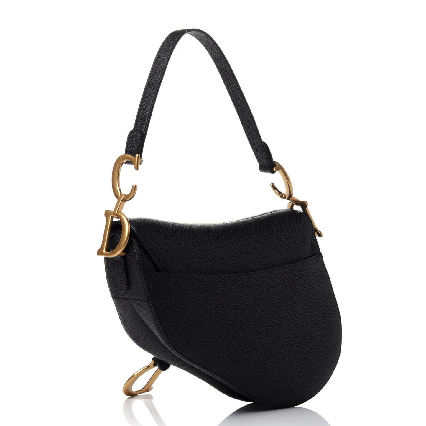 Grained Calfskin Saddle Bag Black