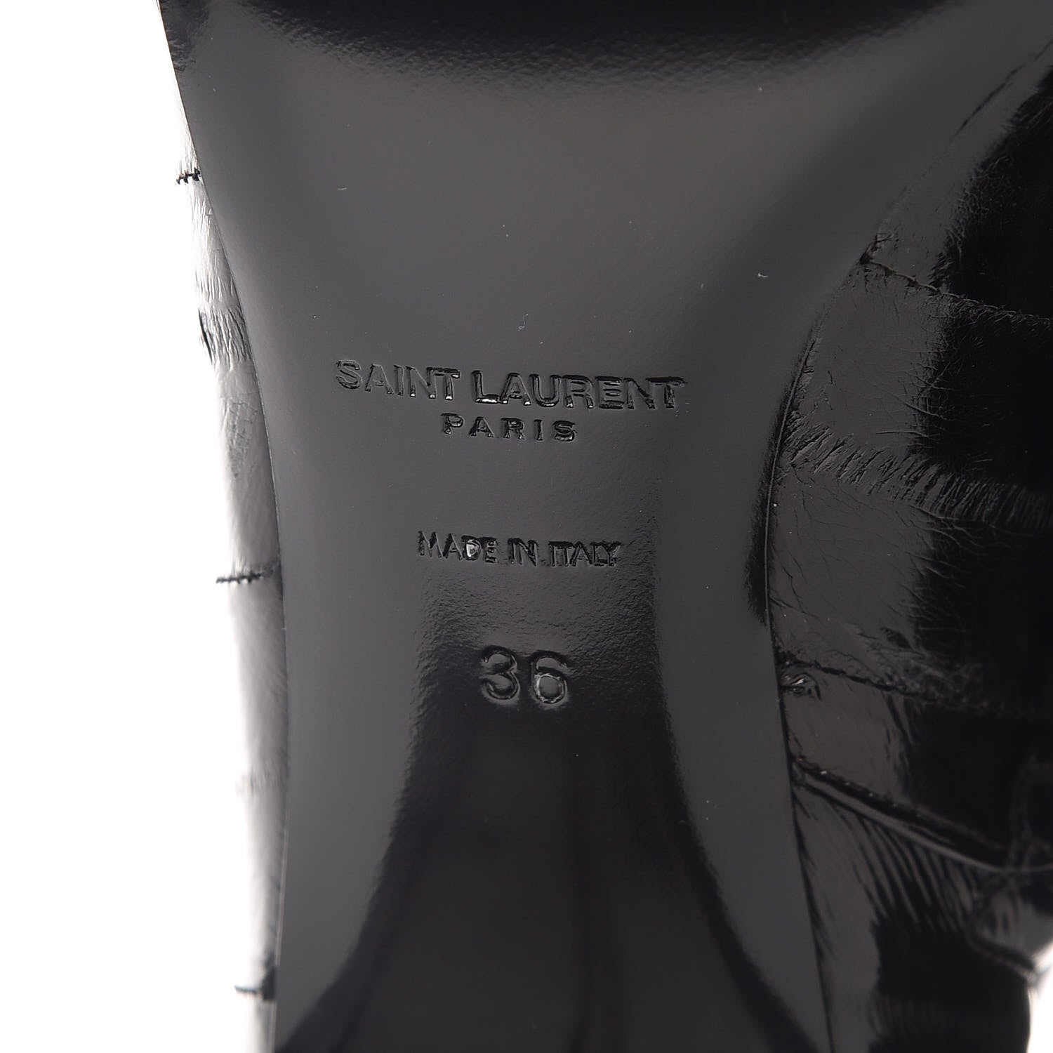 Saint Laurent Shiny Eel Joplin Buckle Booties 36 Black 6 of 9