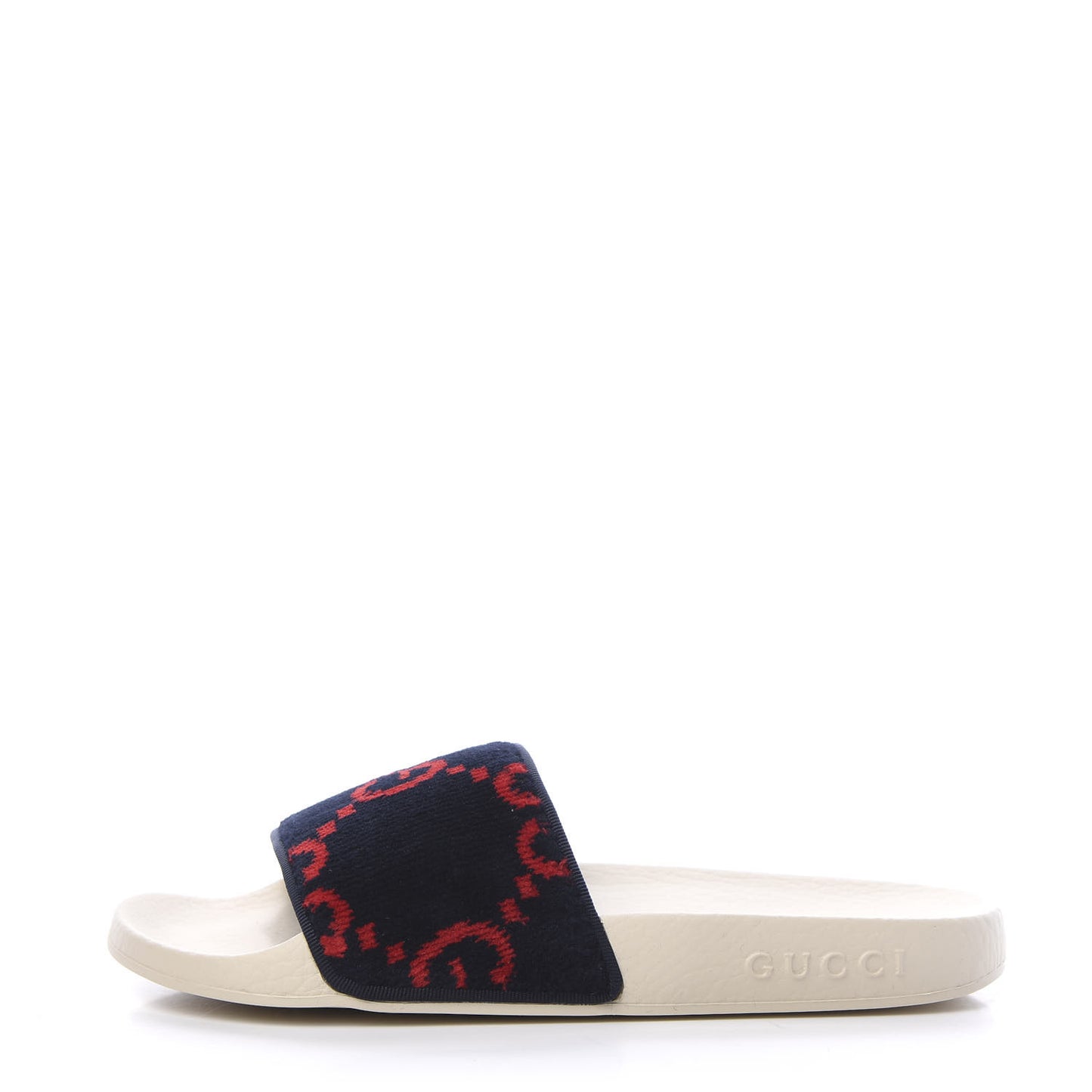 Velvet GG Monogram Slide Sandals 35 Blue Red