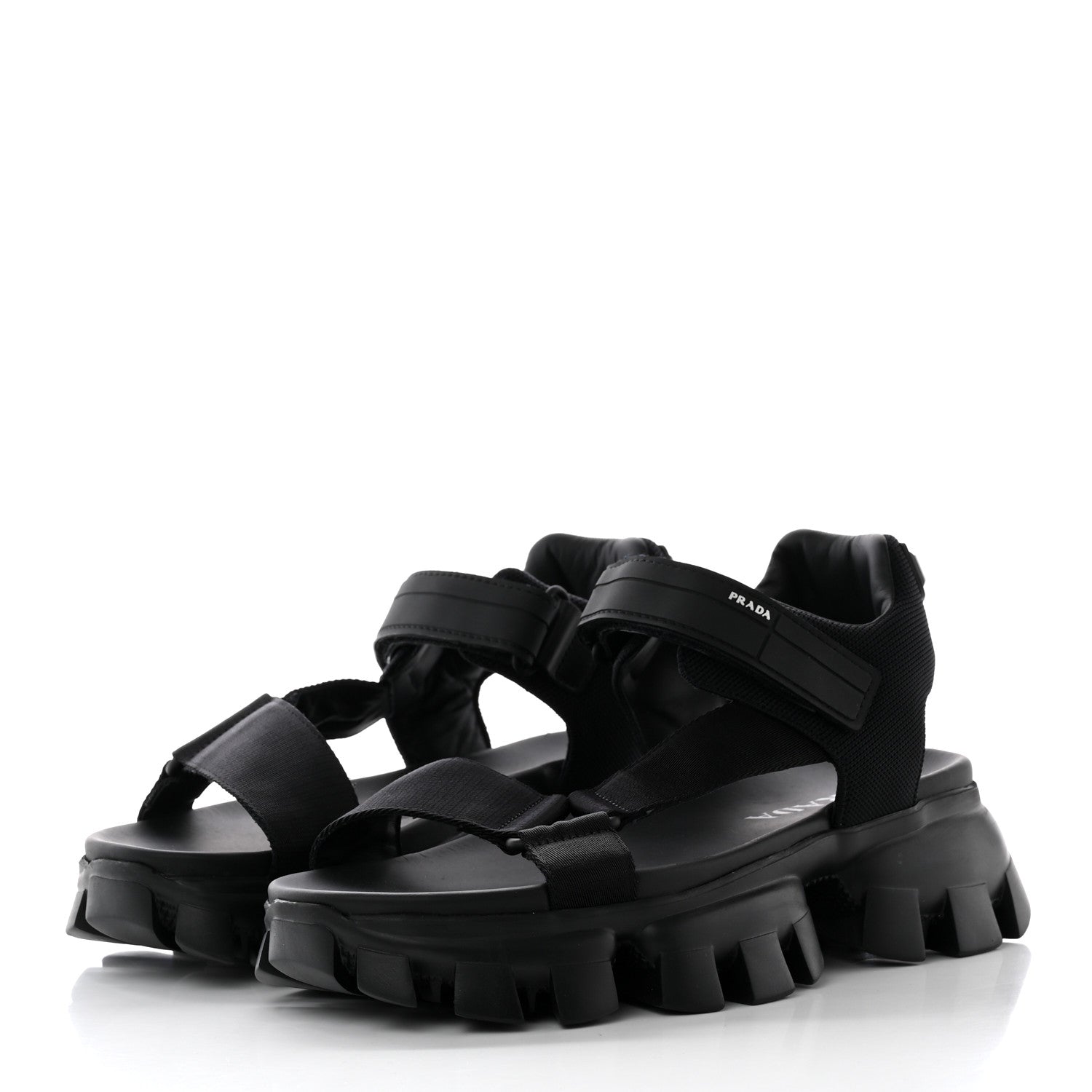 Prada Rubber Nylon Velcro Mens Cloudbust Thunder Sandals 8.5 Black 3 of 21