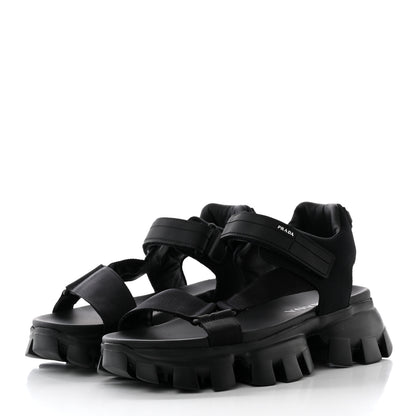 Prada Rubber Nylon Velcro Mens Cloudbust Thunder Sandals 8.5 Black 3 of 21
