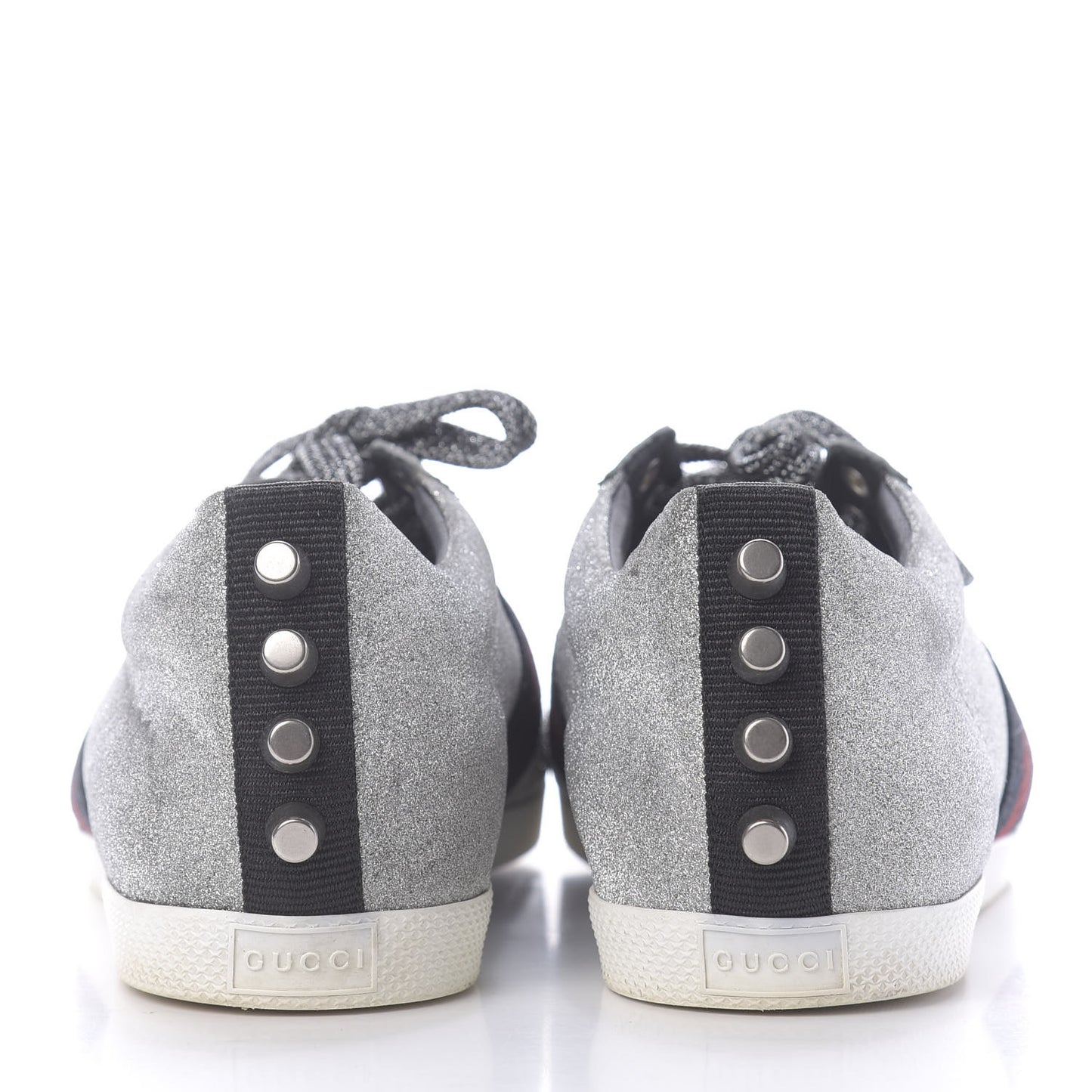 Glitter Fabric Studded Womens Web Sneakers 39 Silver