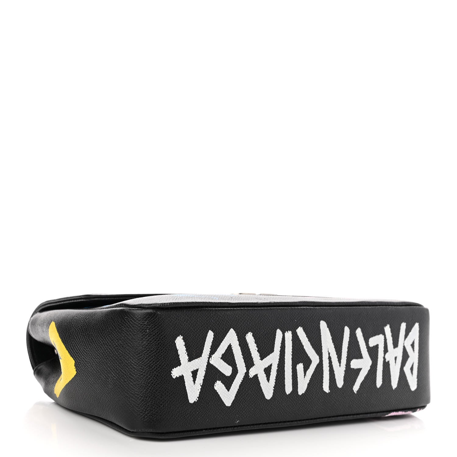 Balenciaga Grained Calfskin Graffiti M BB Round Shoulder Bag Black Multicolor 4 of 13