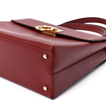 Salvatore Ferragamo Calfskin Top Handle Bag Red 12 of 12