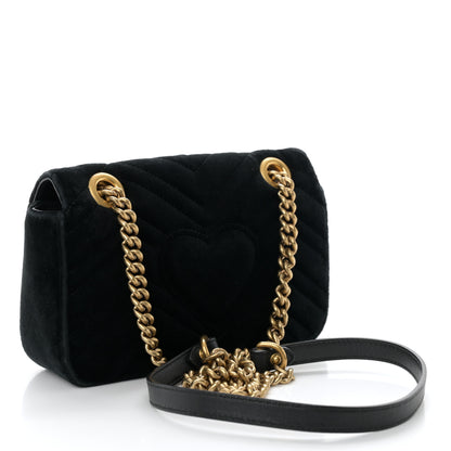 Gucci Velvet Matelasse Embroidered Mini GG Marmont Shoulder Bag Black 3 of 11