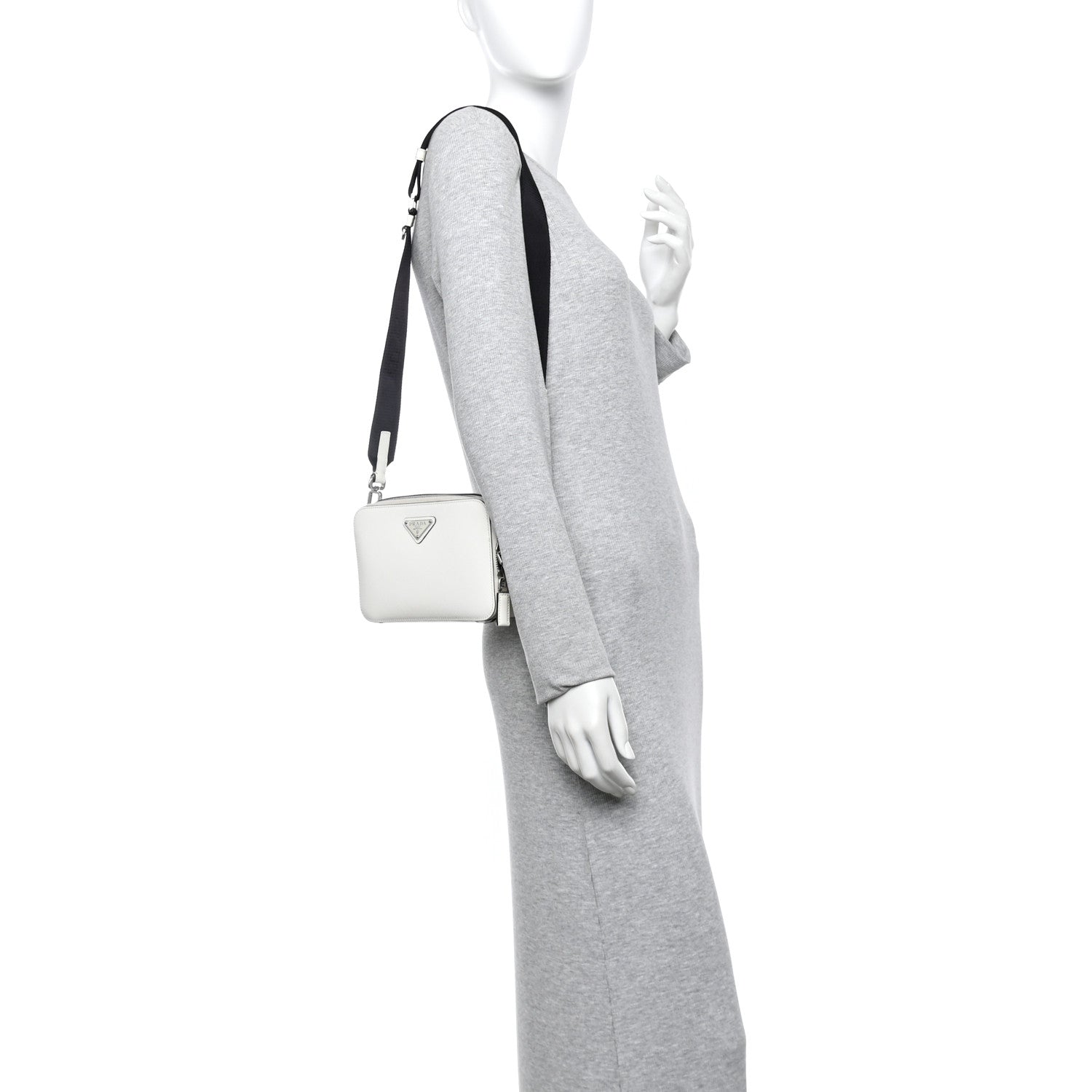 Prada Saffiano Travel Small Brique Crossbody Bag White 2 of 10