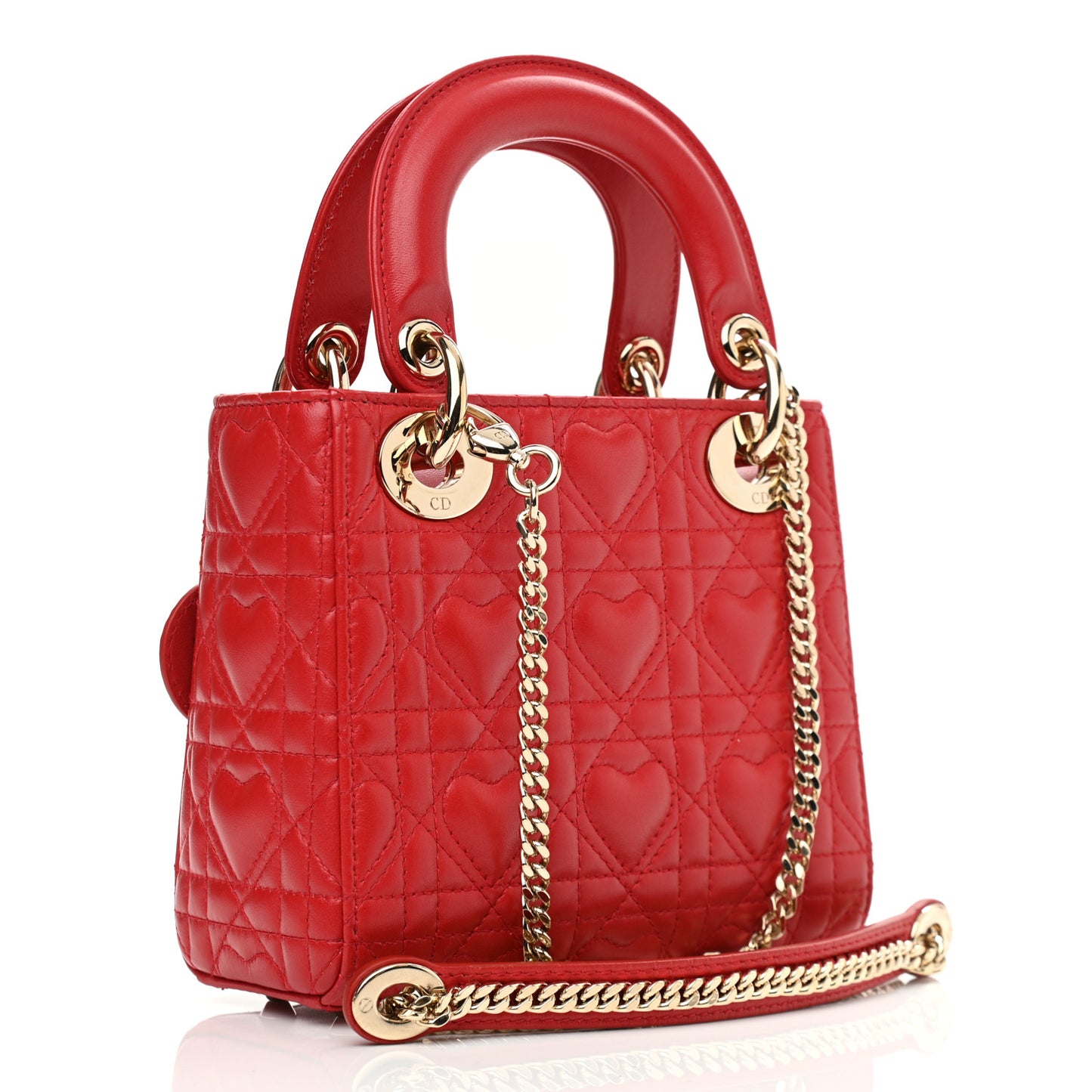 Calfskin Cannage Dioramour Mini Lady Dior Bag Bright Red