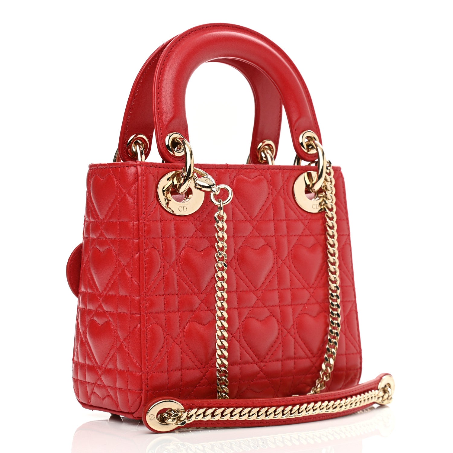 Christian Dior Calfskin Cannage Dioramour Mini Lady Dior Bag Bright Red 3 of 11
