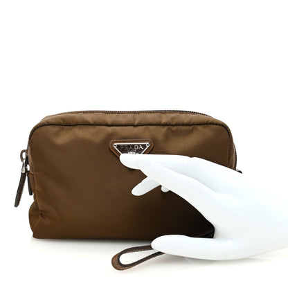 Prada Tessuto Nylon Saffiano Wristlet Cacao 2 of 6