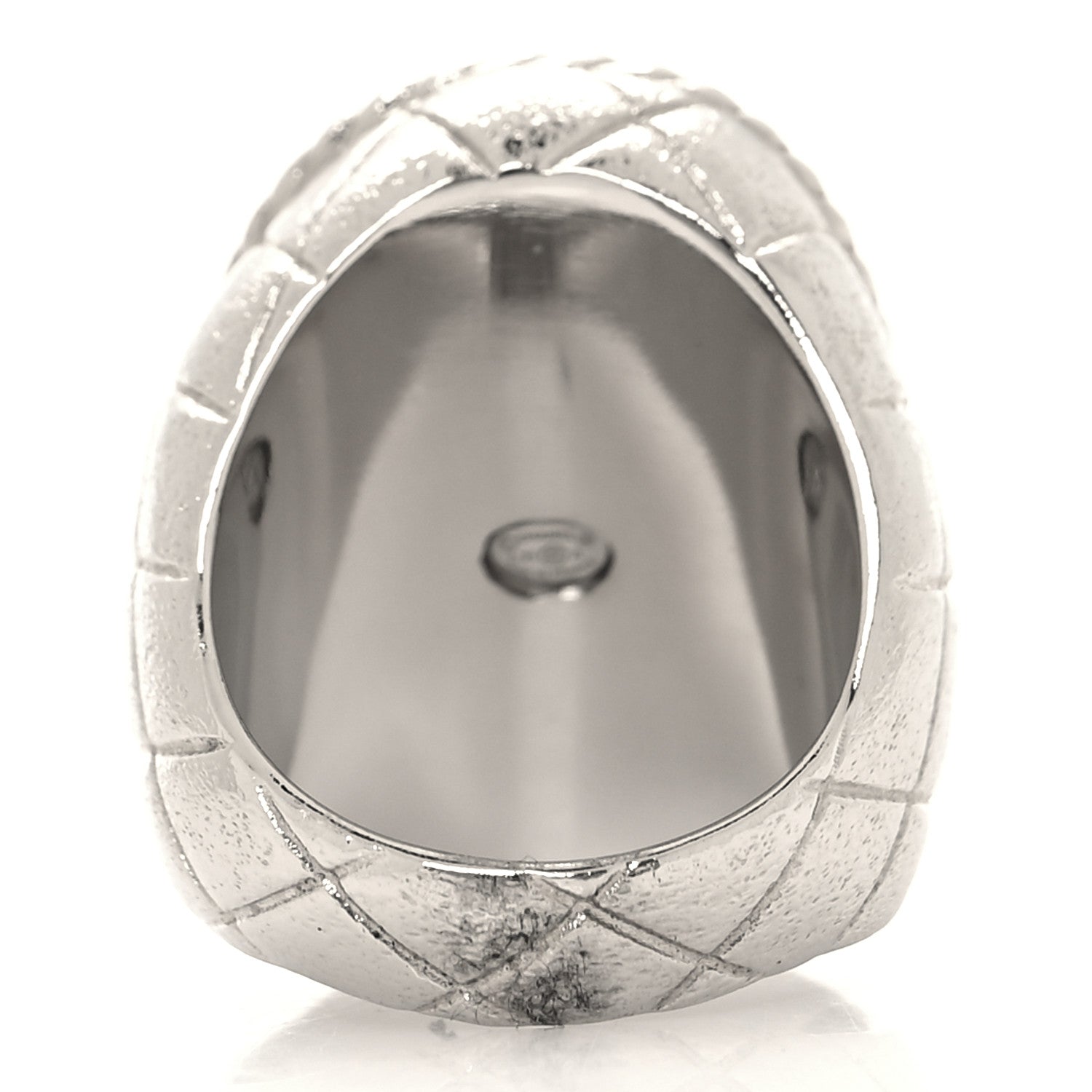 Chanel Crystal CC Crown Signet Ring 54 7 Gold 3 of 5