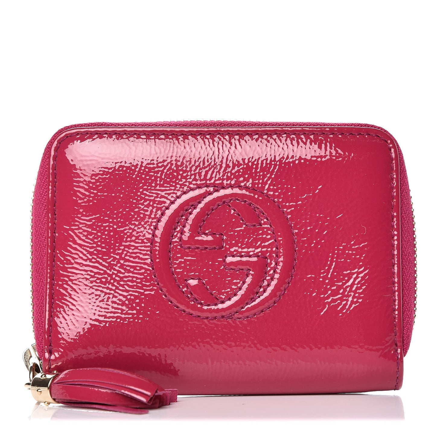 Vernice Naplack Soho Compact Disco Zip Around Wallet Bright Bouganville