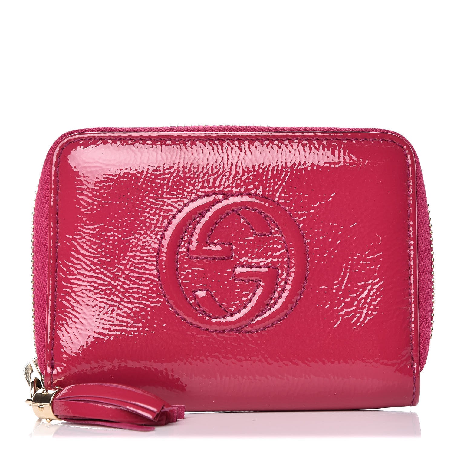 Gucci Vernice Naplack Soho Compact Disco Zip Around Wallet Bright Bouganville 1 of 10