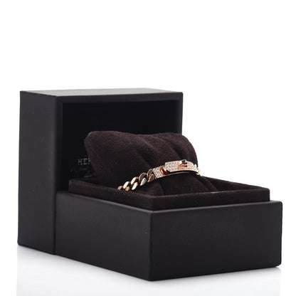 Hermes 18K Rose Gold Diamond PM Kelly Gourmette Chaine Bracelet XS 5 of 5