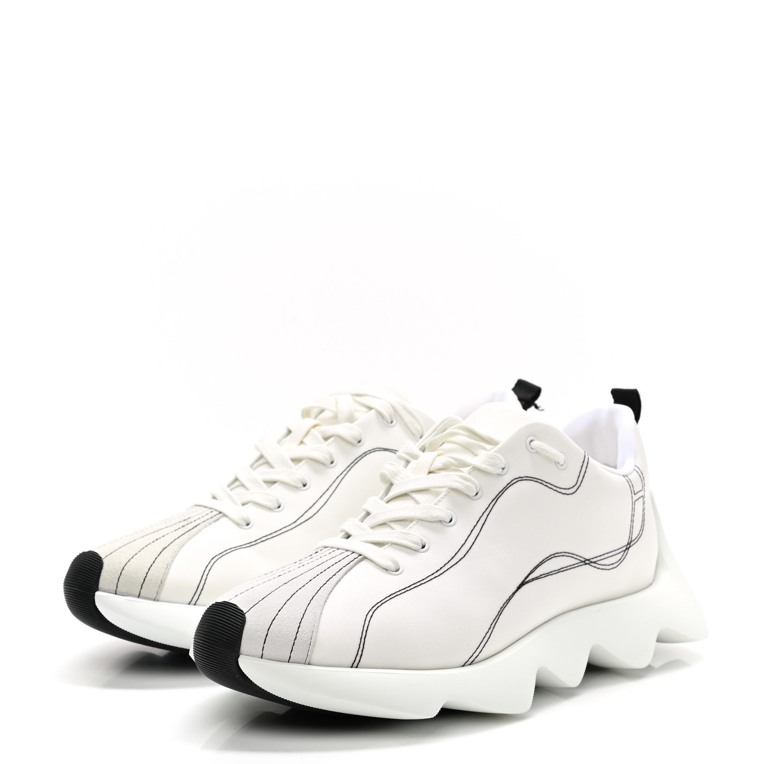 Hermes Technical Canvas Goatskin Envol Sneakers 40 White Casse 3 of 10