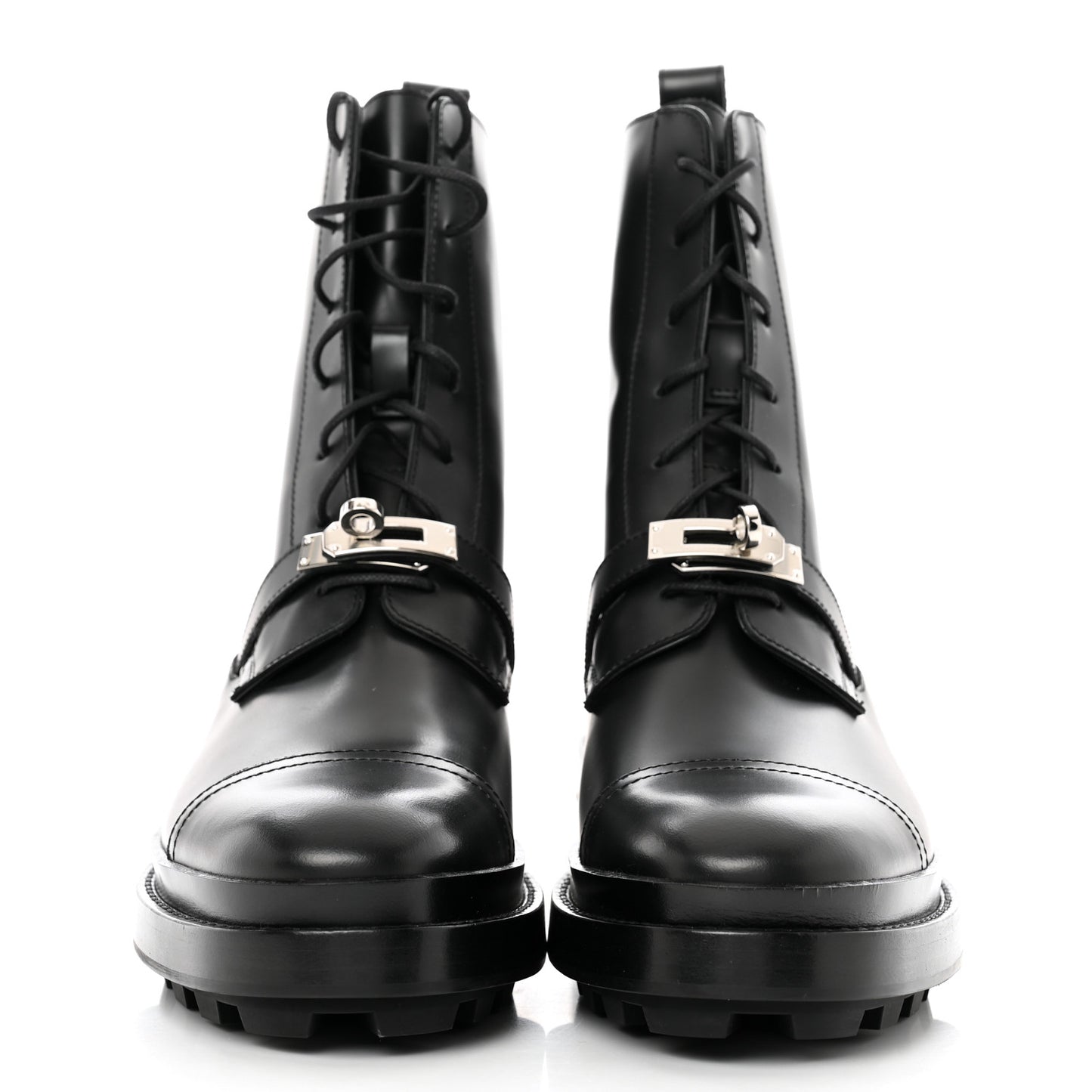 Glossed Calfskin Funk Ankle Boots 40 Black