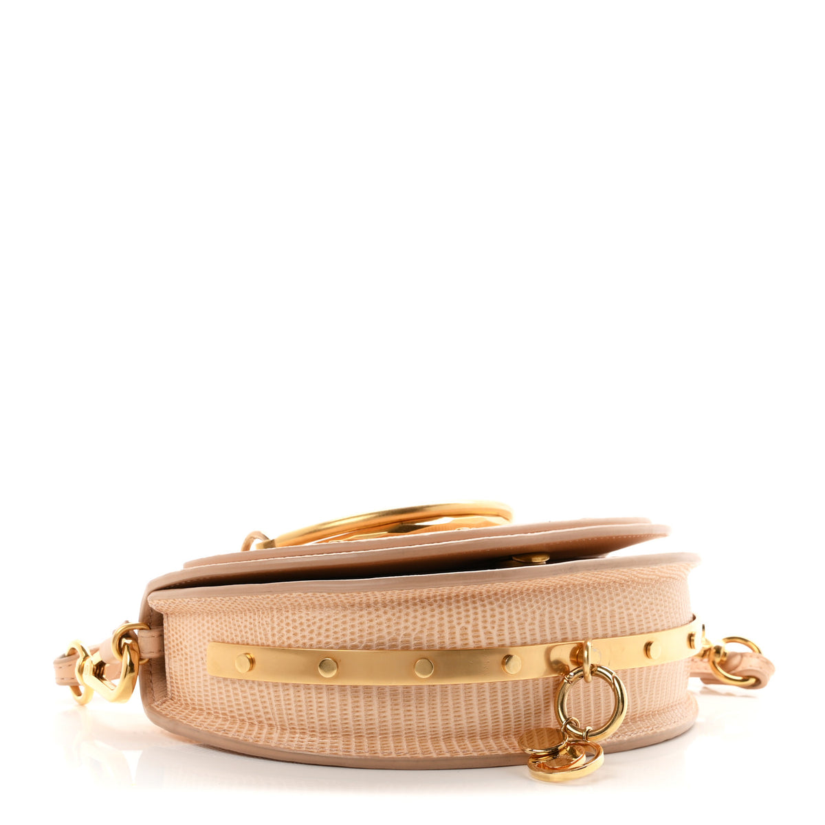 Chloe Calfskin Lizard Embossed Nile Bracelet Minaudiere Bag Pink 4 of 11