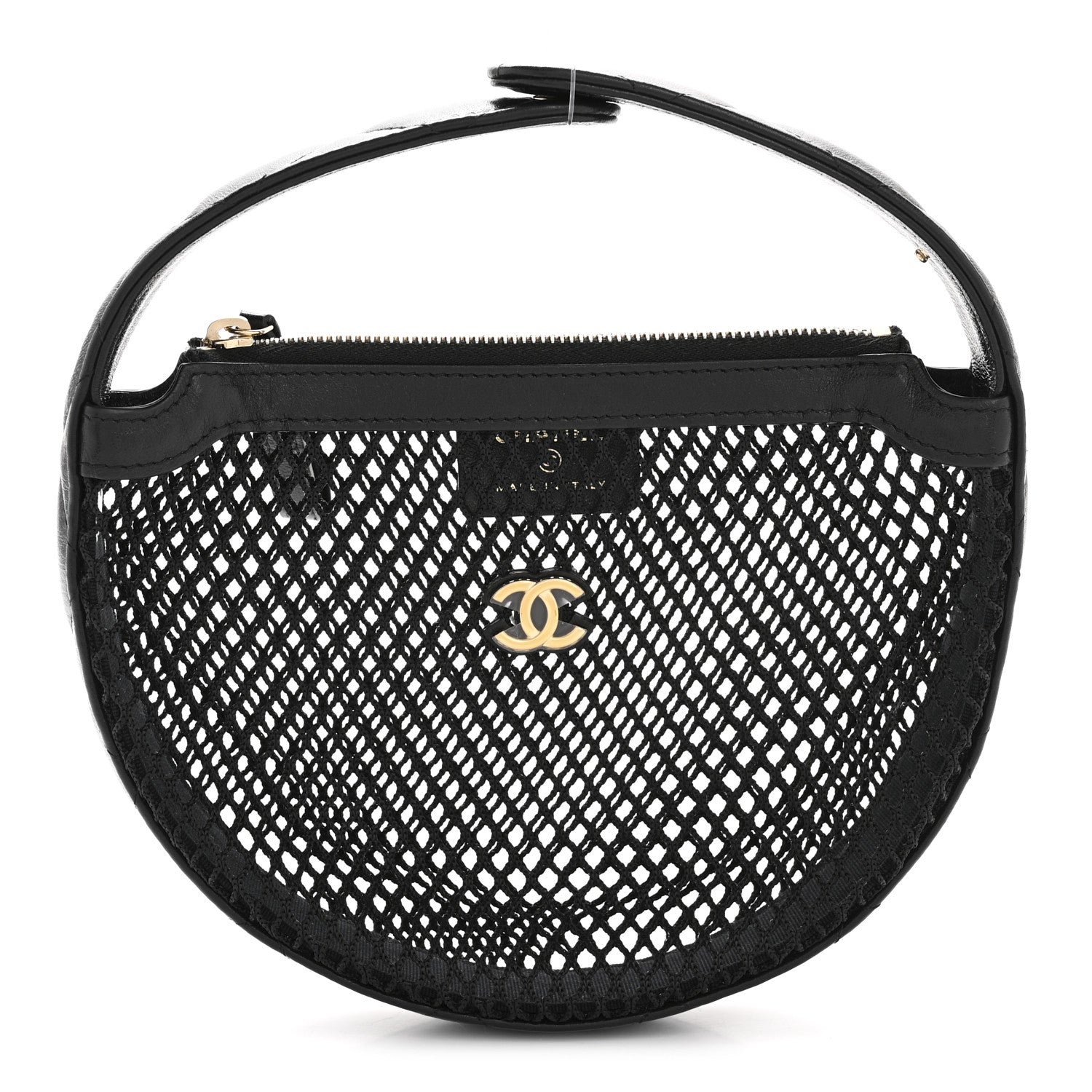 Chanel Mesh Shiny Lambskin Pouch Hobo Black 1 of 10