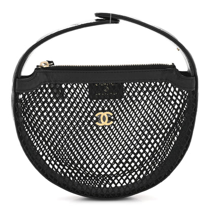 Chanel Mesh Shiny Lambskin Pouch Hobo Black 1 of 10