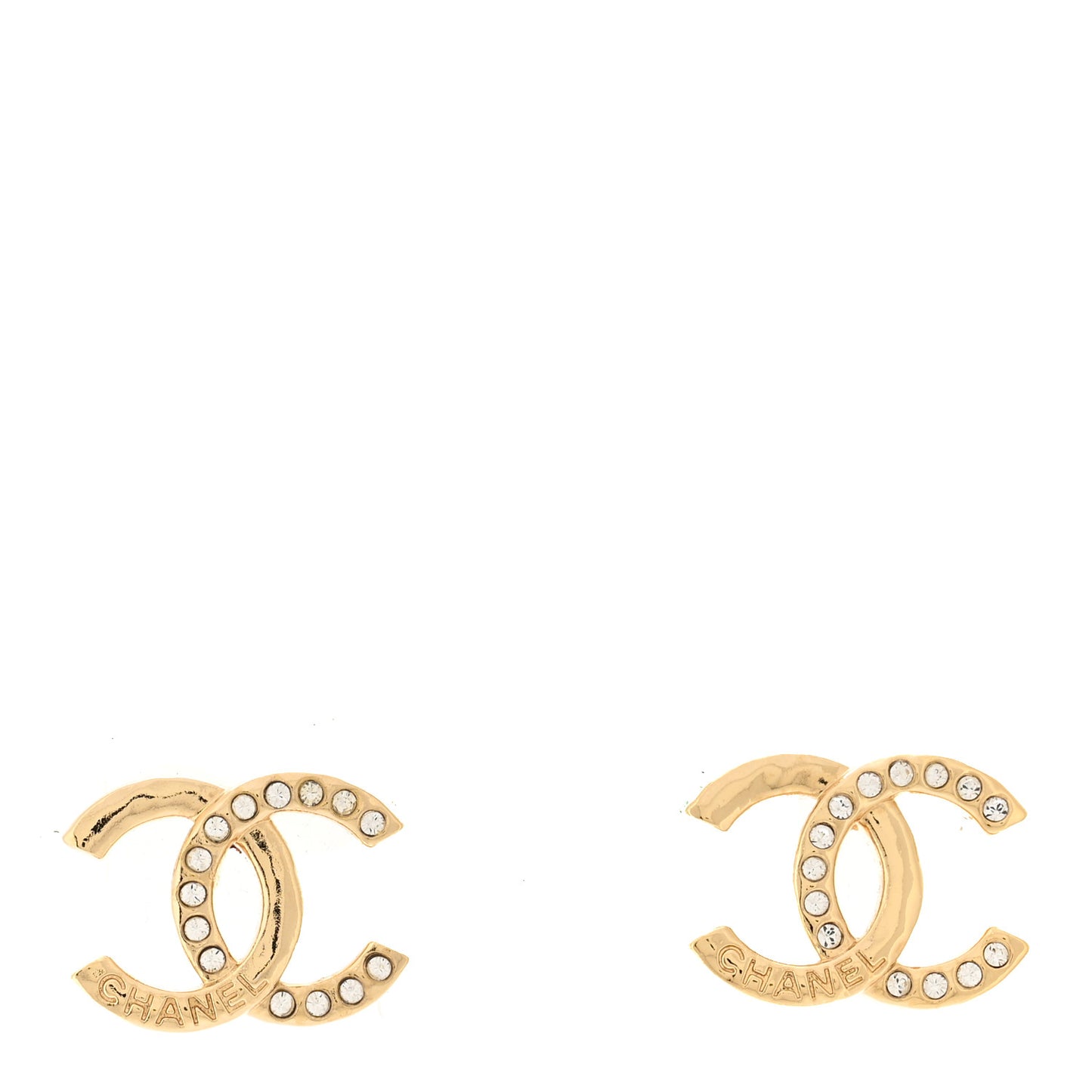 Crystal CC Logo Earrings Gold