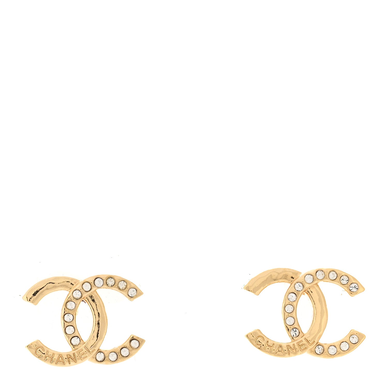 Chanel Crystal CC Logo Earrings Gold 1 of 5