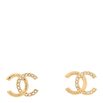 Chanel Crystal CC Logo Earrings Gold 1 of 5