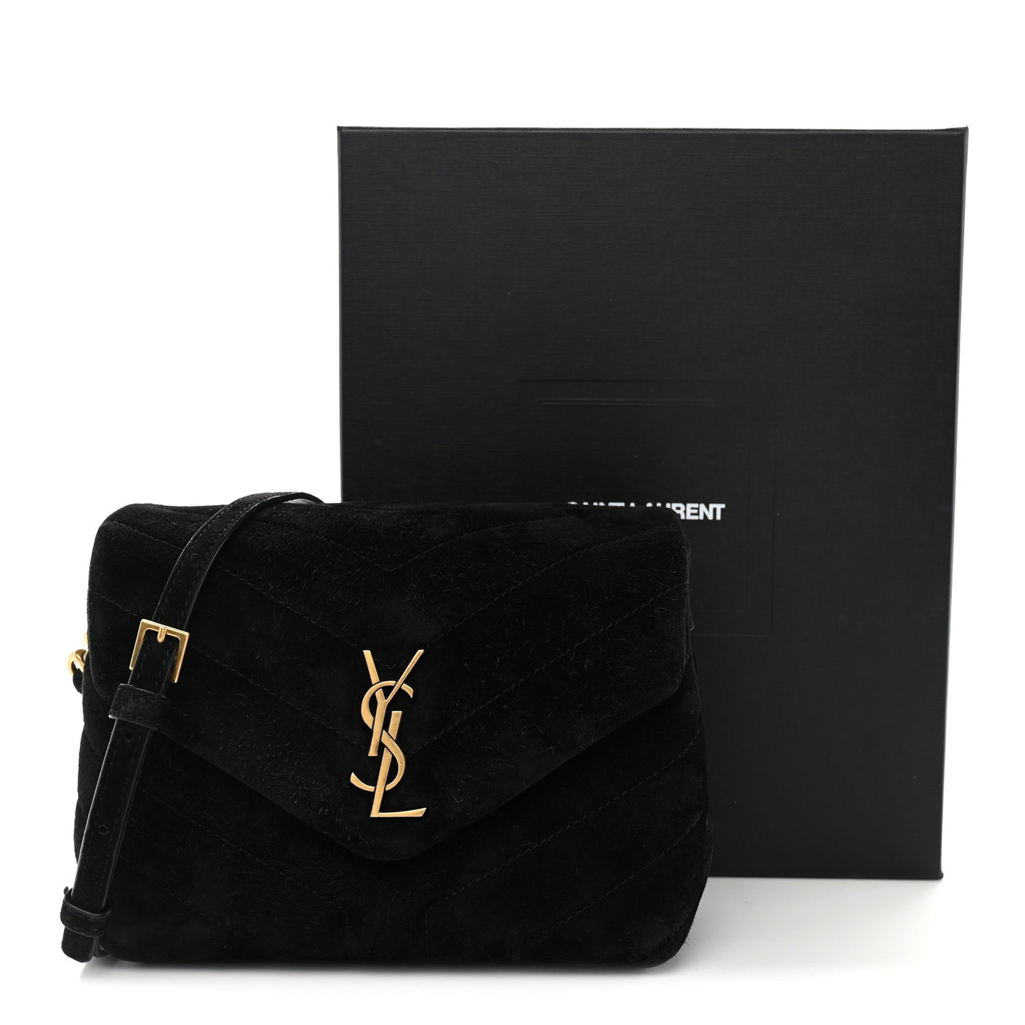 Suede Y Quilted Monogram Toy Loulou Crossbody Bag Black