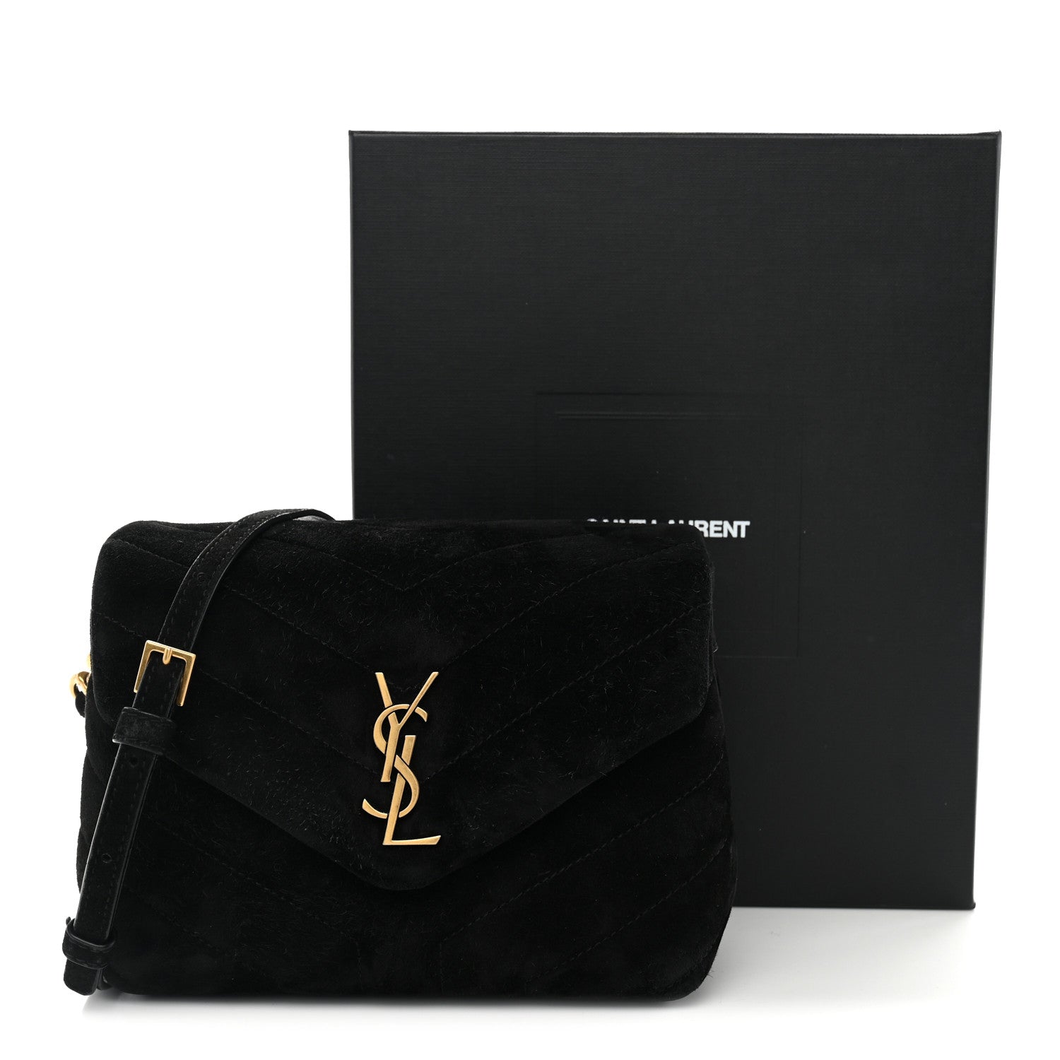 Saint Laurent Suede Y Quilted Monogram Toy Loulou Crossbody Bag Black 11 of 11