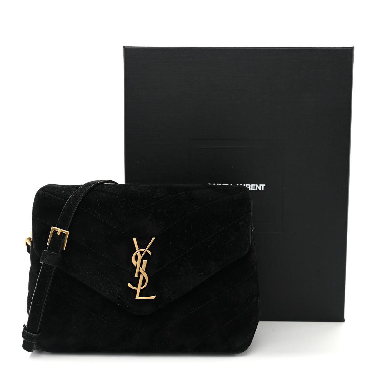 Suede Y Quilted Monogram Toy Loulou Crossbody Bag Black