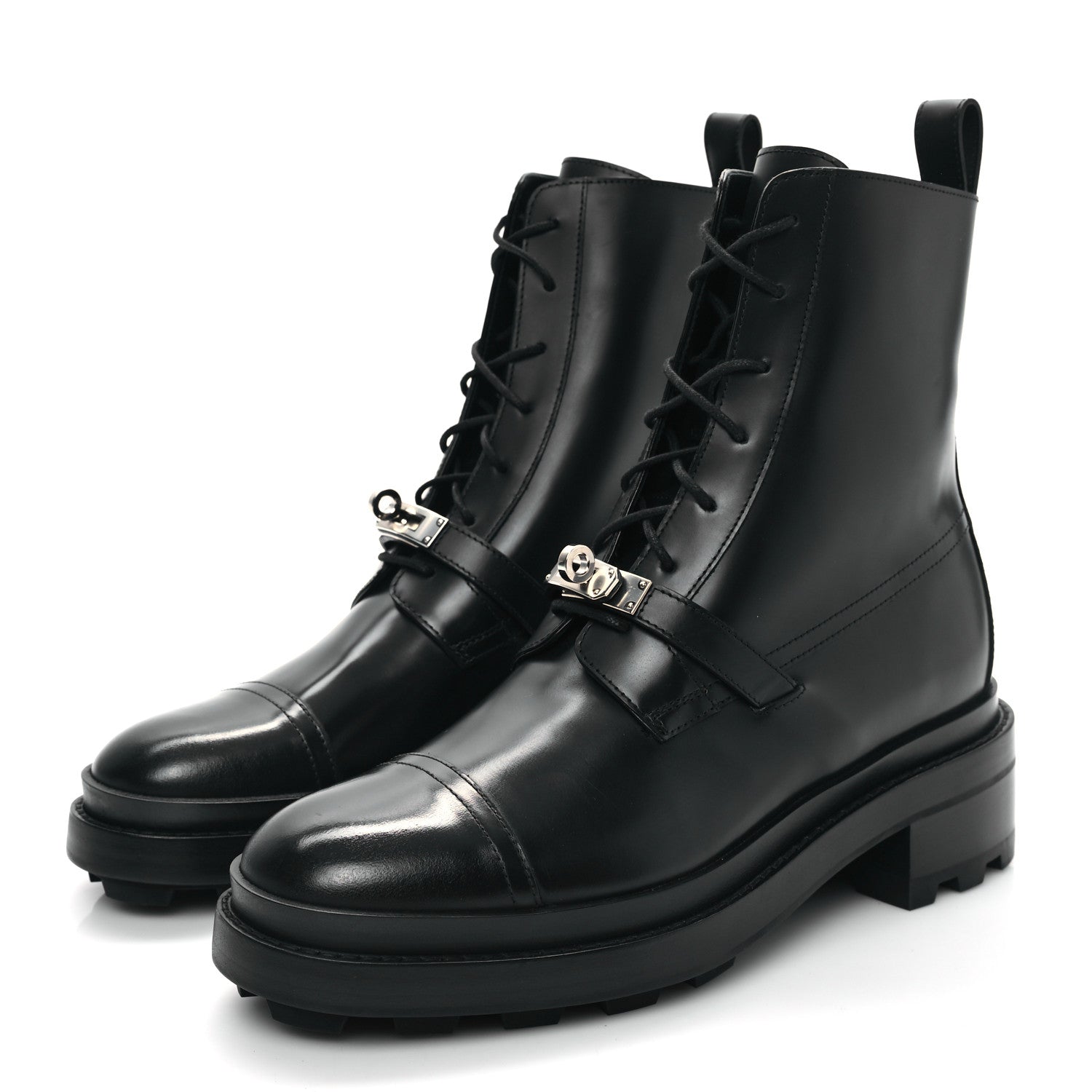 Hermes Glossed Calfskin Funk Ankle Boots 40 Black 3 of 9